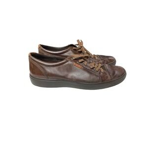 ECCO Mens’s Sz 11 Soft Lace Up Sneakers Flat Brown Comfort Low Top Casual